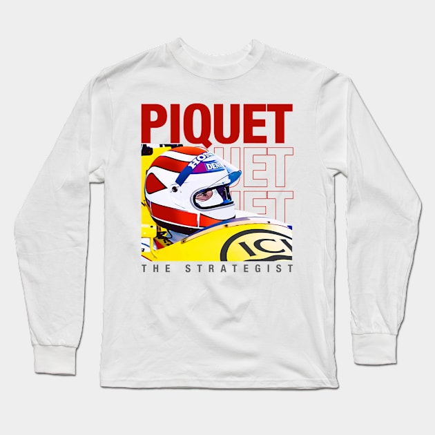 Nelson Piquet Legend 80S Retro Long Sleeve T-Shirt by Erianna Bee